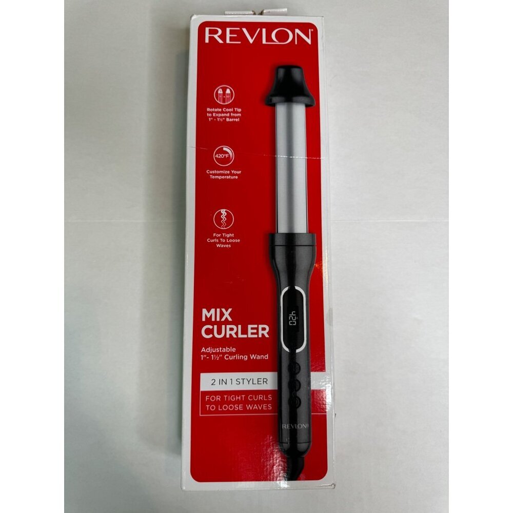 Revlon Curler Adjustable 1"-1.5" Curling Wand  NIB 2 in 1 Styler Tight to Loose